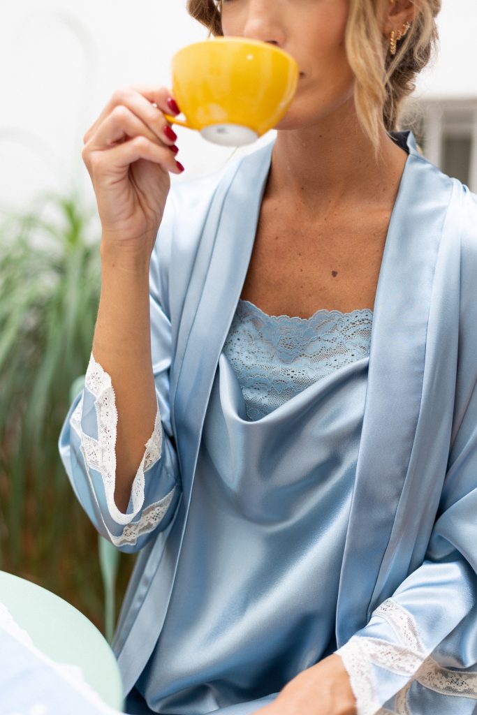 Pijama De Seda Satinada En T Para Hombre, Pantalones Largos