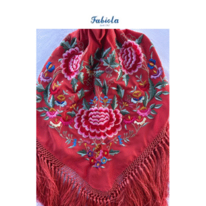 Mantoncillo Fabiola1987 Colección Rosas fondo coral bordado en colores