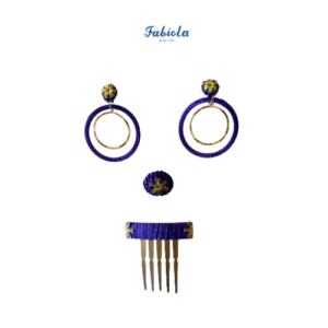 Conjunto de pendientes, peinecillo y alfiler de Fabiola1987 modelo Doble Aro color morado