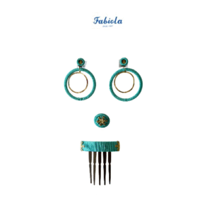 Conjunto de pendientes, peinecillo y alfiler de Fabiola1987 modelo Doble Aro color verde andalucía