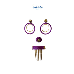 Conjunto de pendientes, peinecillo y alfiler de Fabiola1987 modelo Doble Aro color morado claro